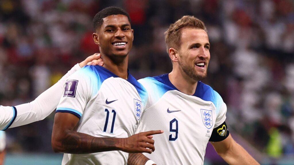 Harry Kane and Marcus Rashford playing for the English National Team